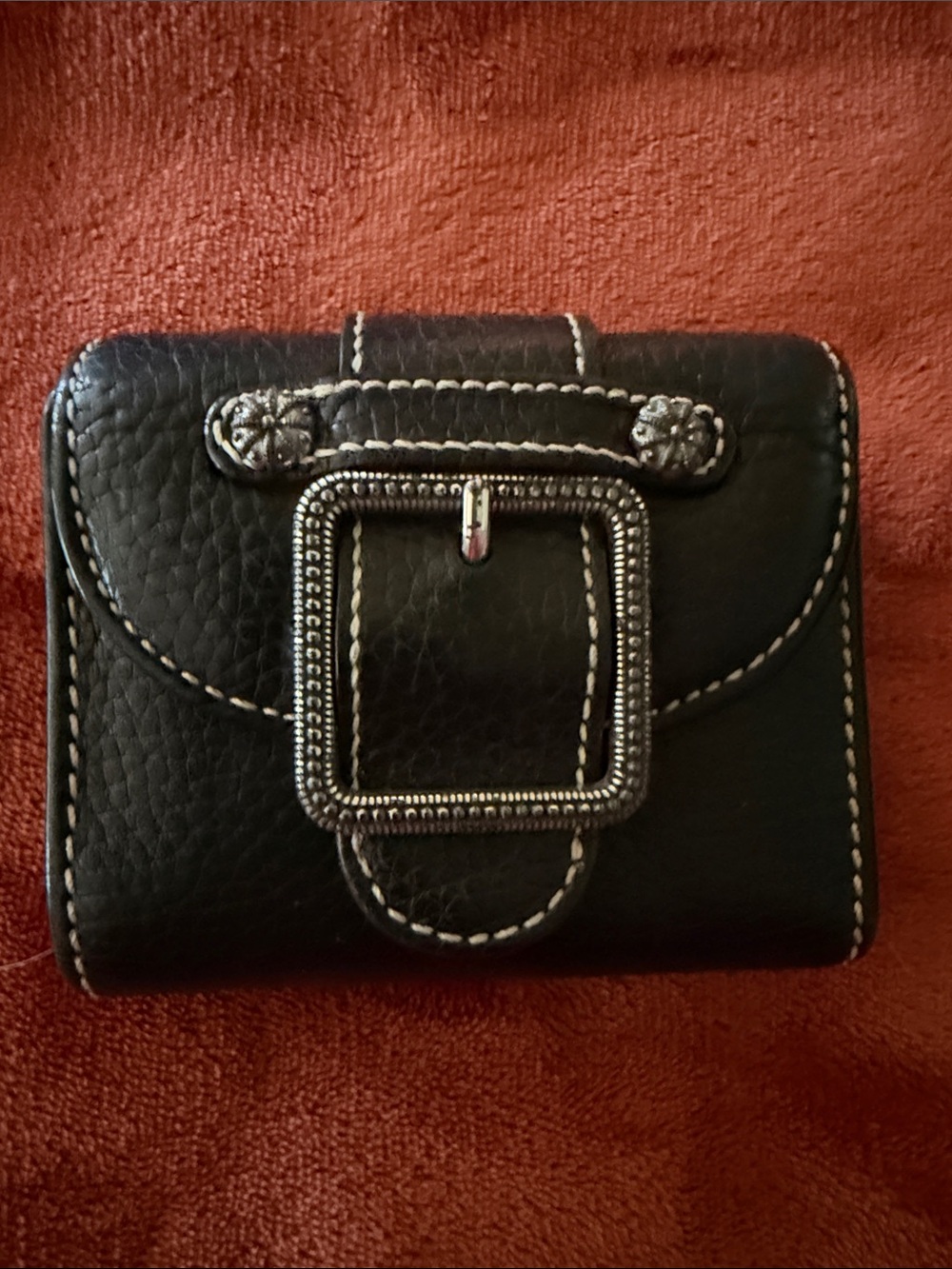 Brighton Black Leather Wallet with Decorative Silver Buckle